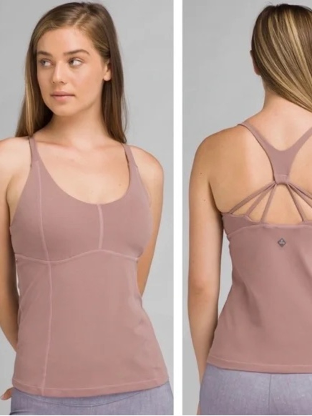 Prana Momento Dusty Mauve Pink ActiveTank Top Racerback Athletic Workout